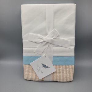 Serena & Lily Ben Crib Skirt - Aqua Blue White Orange Cotton 17" Portugal New